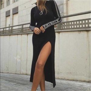 H&M x Pringle Ribbed Knit Turtleneck Midi Dress, size S.